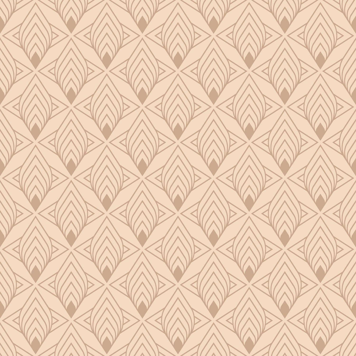 Beige Leaf Pattern Geometric Wallpaper for Living Room & Bedroom | Eternal Walls