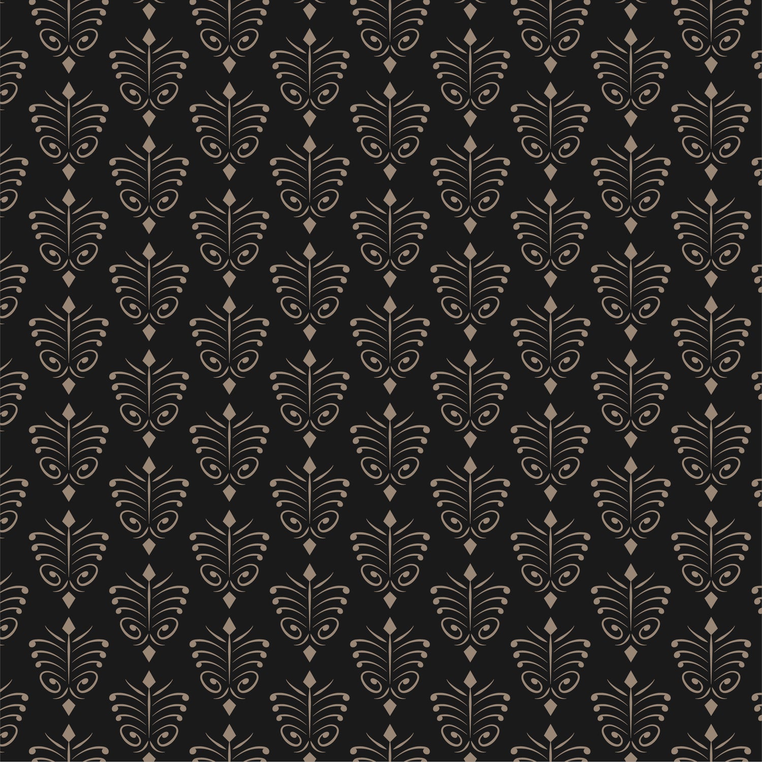 Black & Gold Vertical Ornamental Pattern Wallpaper for Living Room | Eternal Walls