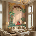 Indian Royal Garden Peel and Stick Wallpaper – Peacock Palace Wall Mural – Vintage Heritage Decor