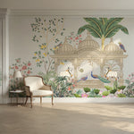 Indian Pichwai Garden Wallpaper Peel and Stick – Indian Peacock Cow Living Room Wall Mural