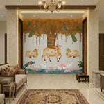 Indian Tree of Life Wallpaper Peel and Stick – Peacock Lotus Wall Mural for Living Room | Eternal Walls