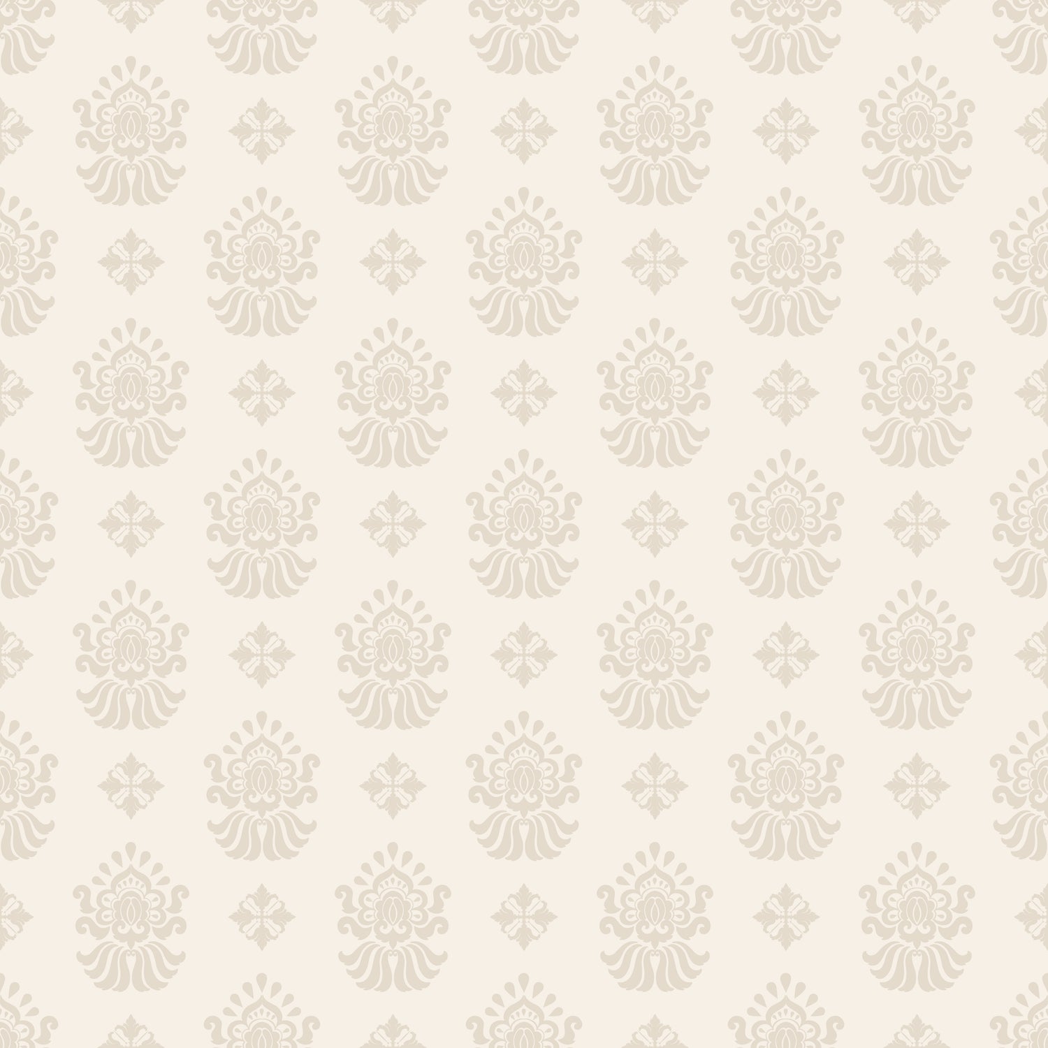 Ivory Damask Peel and Stick Wallpaper | Elegant Small Motif Floral Wall Design | Eternal Walls
