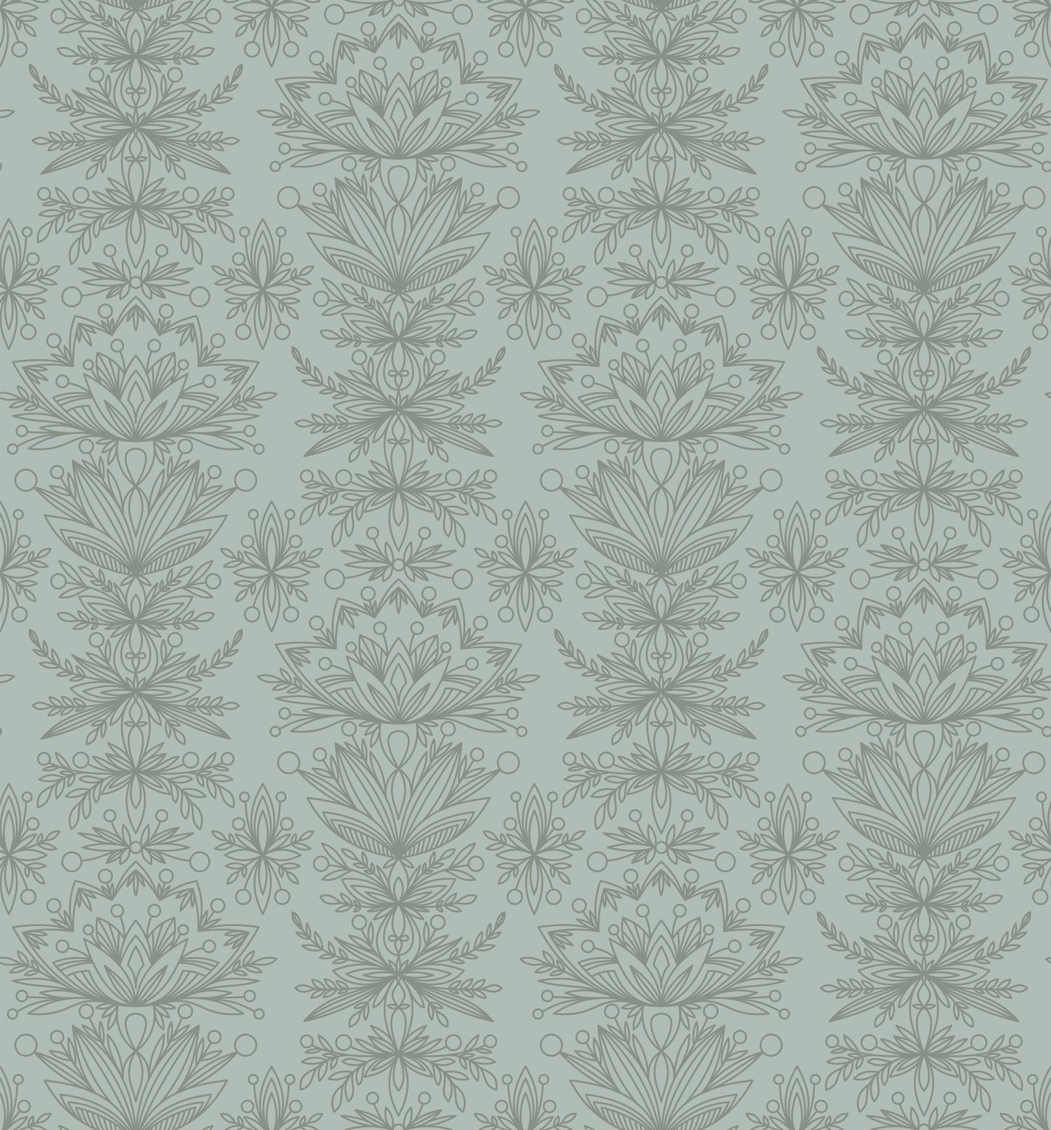 Lotus Pattern Wallpaper Peel and Stick – Sage Green Minimal Floral | Eternal Walls