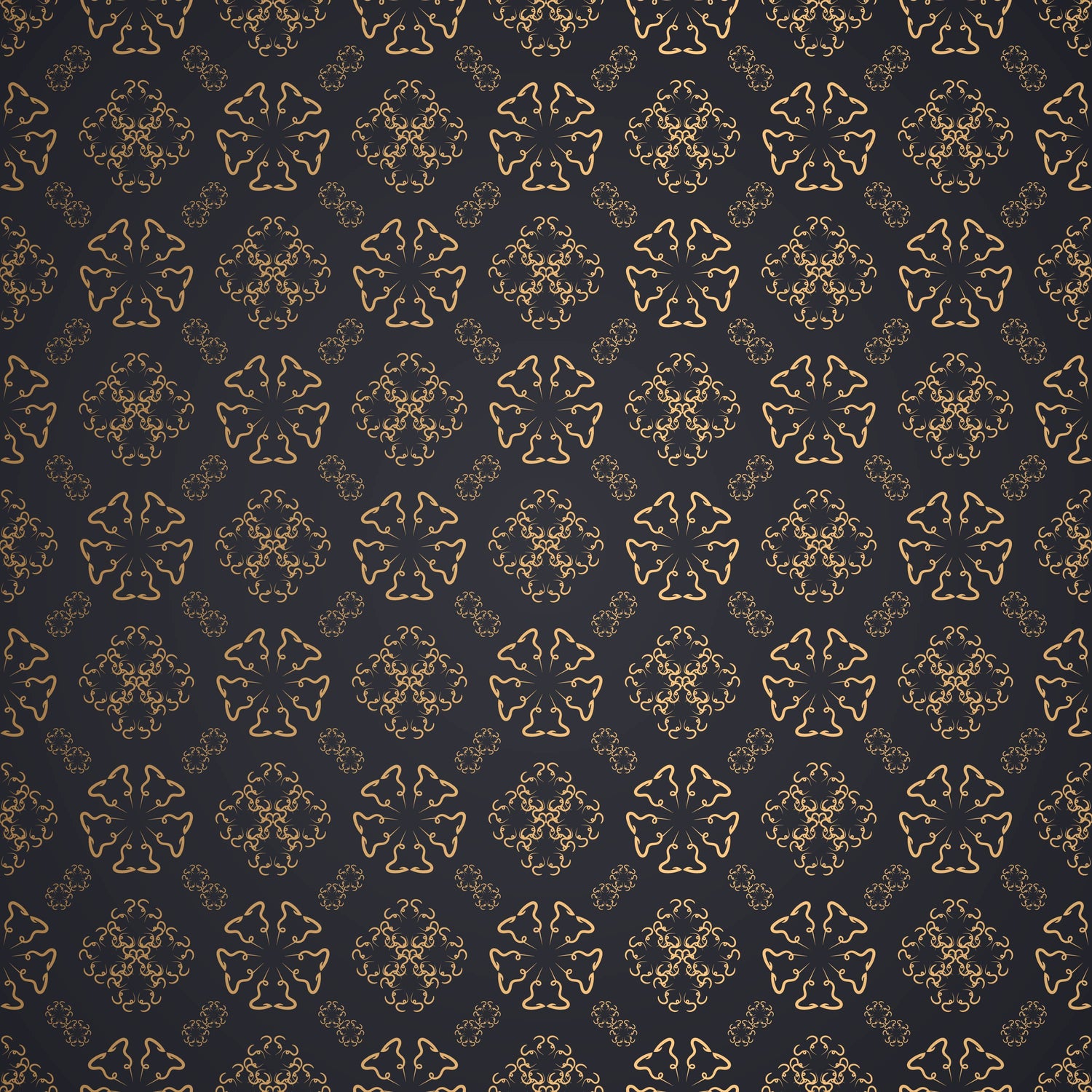 Midnight Blue & Antique Gold Medallion Wallpaper | Designer Peel & Stick Ornamental Pattern