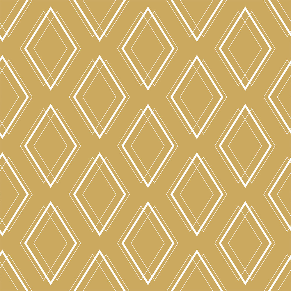 Mustard Gold Diamond Geometric Wallpaper for Living Room & Bedroom | Eternal Walls