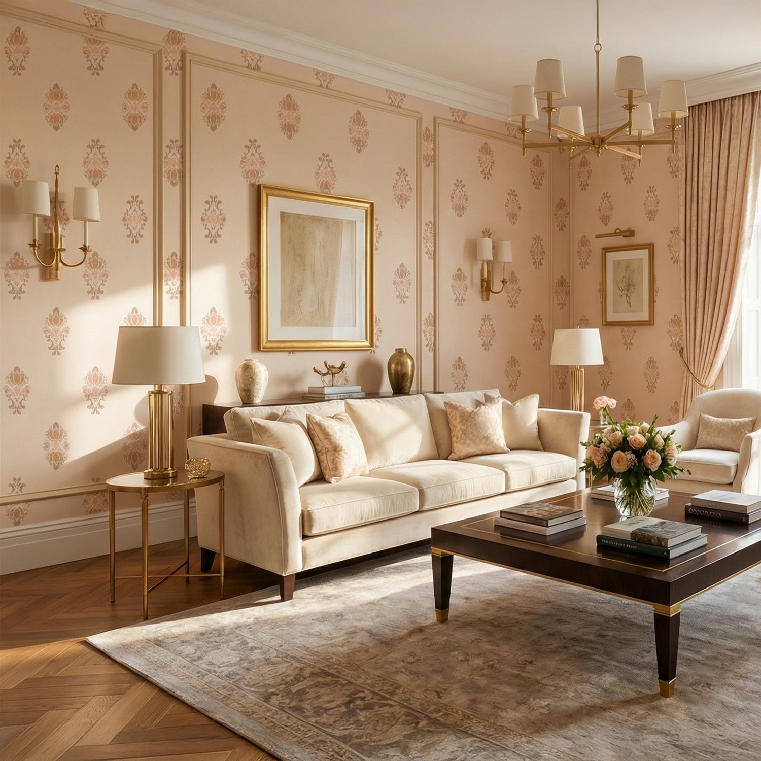 Boho Damask Peel and Stick Wallpaper – Neutral Vintage Pattern Wall Mural | Removable Wallpaper by Eternal Walls
