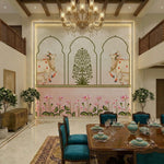 Pichwai Kamadhenu Cow Wallpaper Peel and Stick | Lotus Floral Indian Wall Mural | Eternal Walls