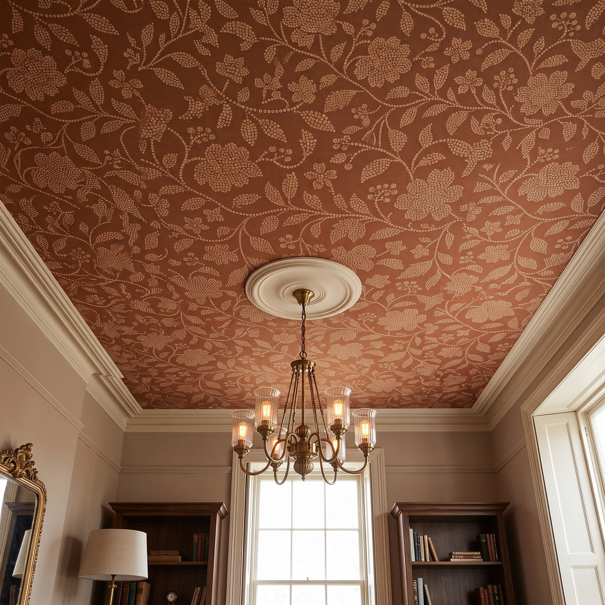 Terracotta Vine | Floral Ceiling Wallpaper