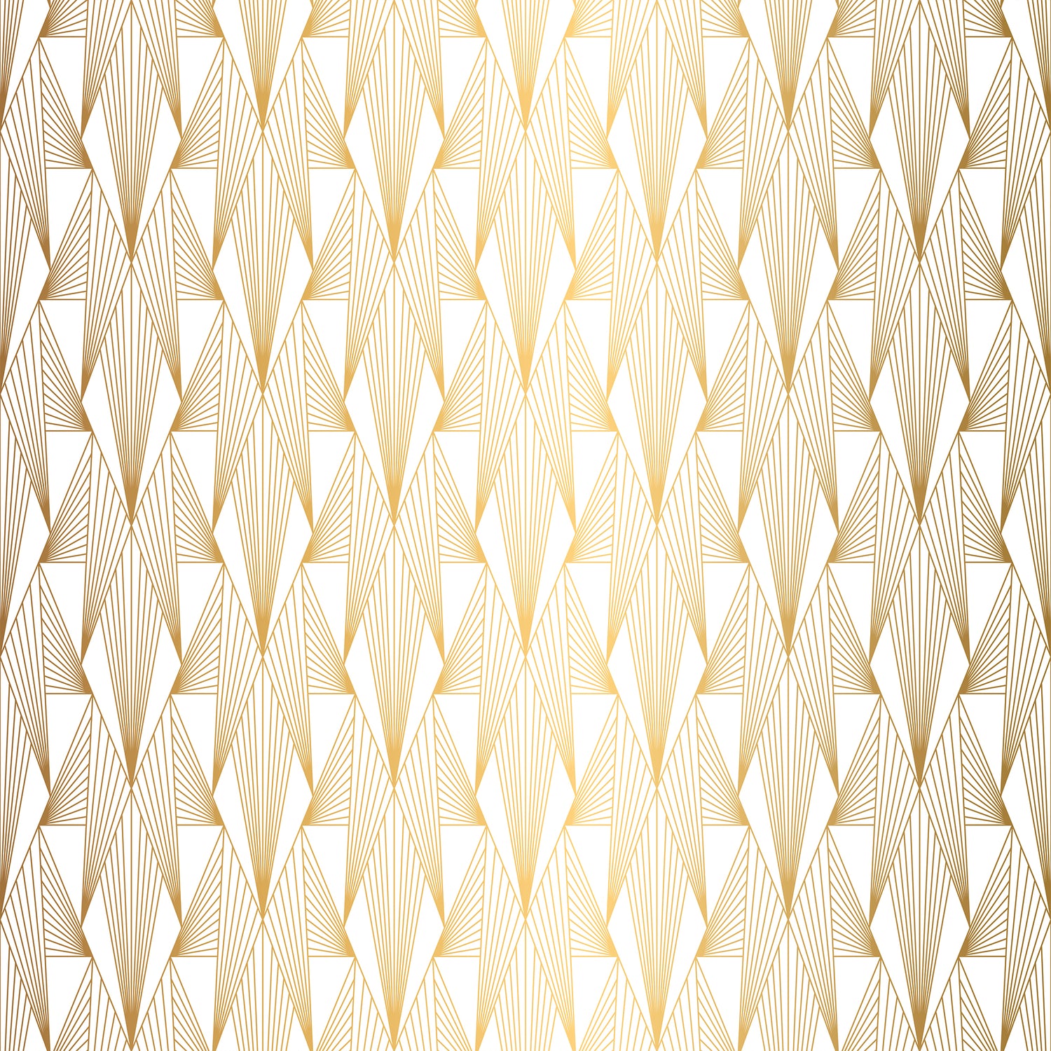 White & Gold Art Deco Chevron Fan Wallpaper | Luxury Linear Geometric Peel & Stick