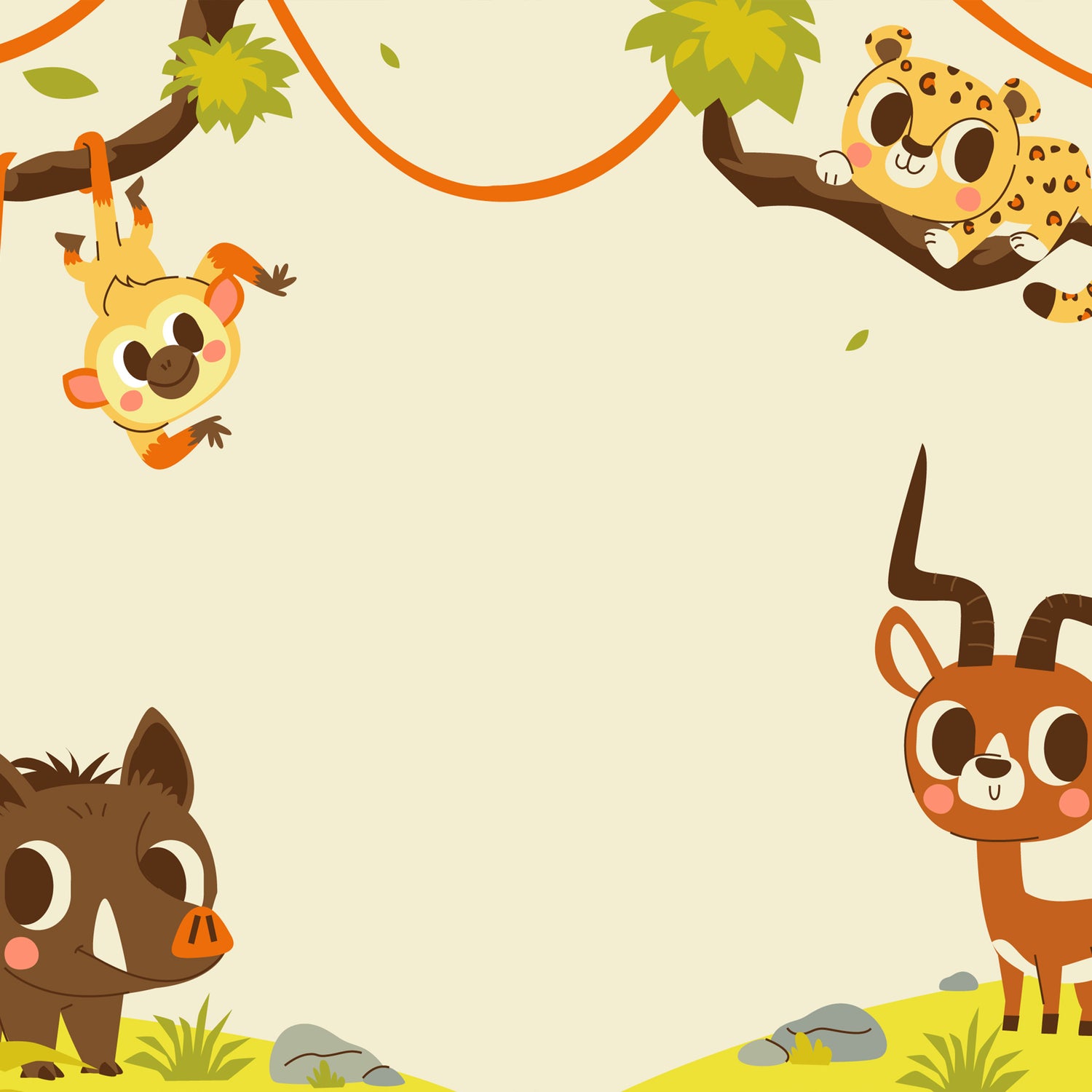 Cute Jungle Animal Wallpaper