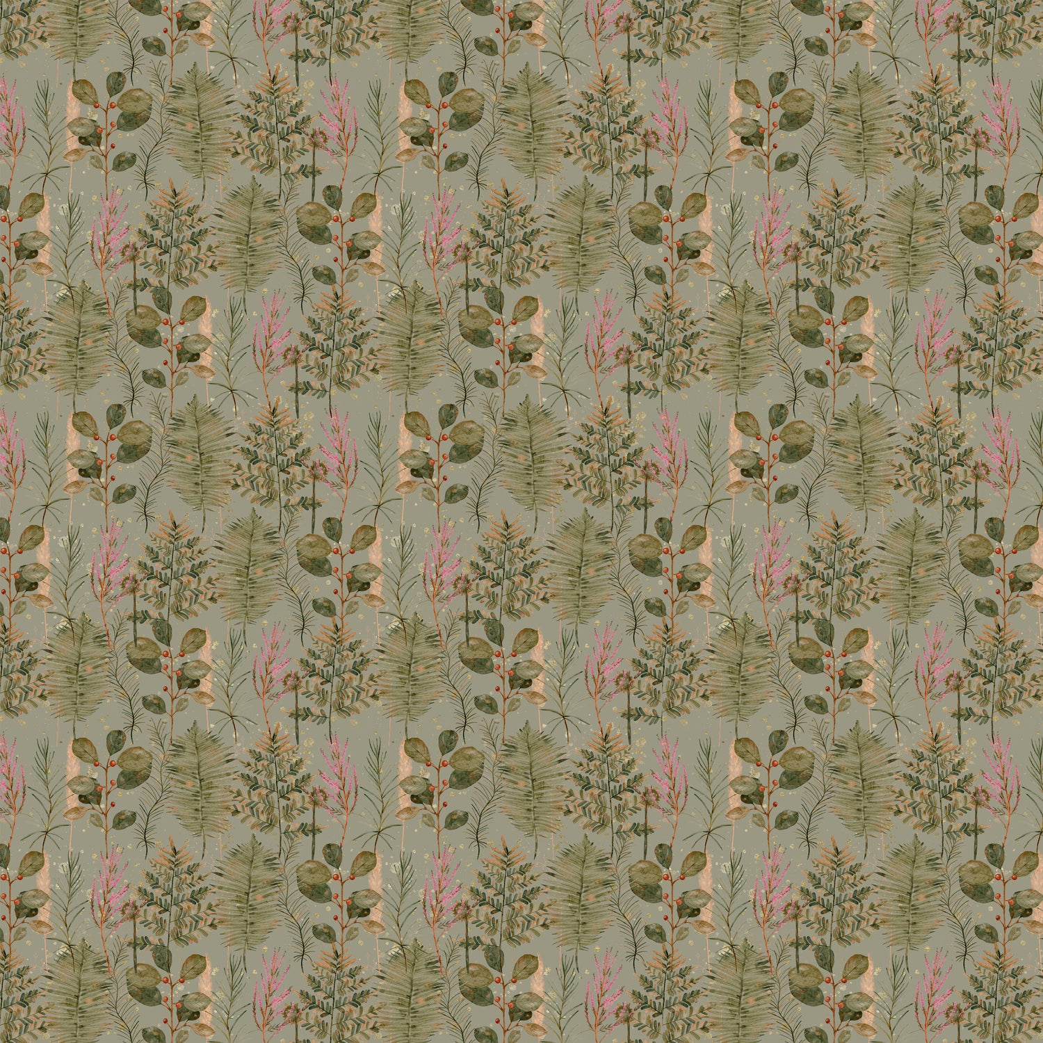 Sage Botanical Peel and Stick Wallpaper – Vintage Floral Leaf Wall Decor – Removable Cottagecore Pattern