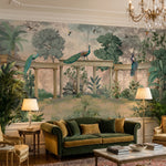 Peacock Garden Peel and Stick Wallpaper – Vintage Palace Wall Mural – Botanical Heritage Decor