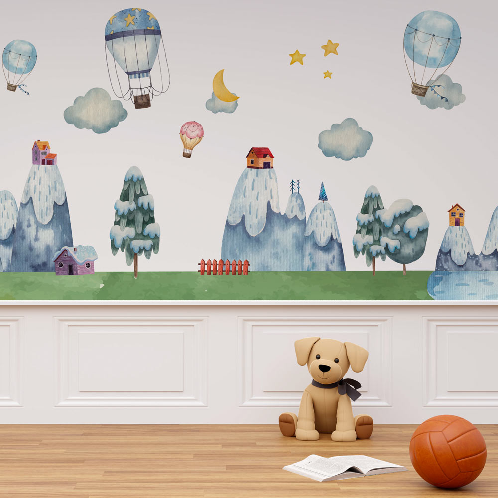 Hot Air Balloon Nursery Kids Wallpaper Peel and Stick | Removable Wallpaper | By Eternal Walls
