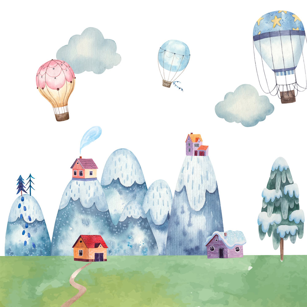 Hot Air Balloon Nursery Kids Wallpaper Peel and Stick | Removable Wallpaper | By Eternal Walls