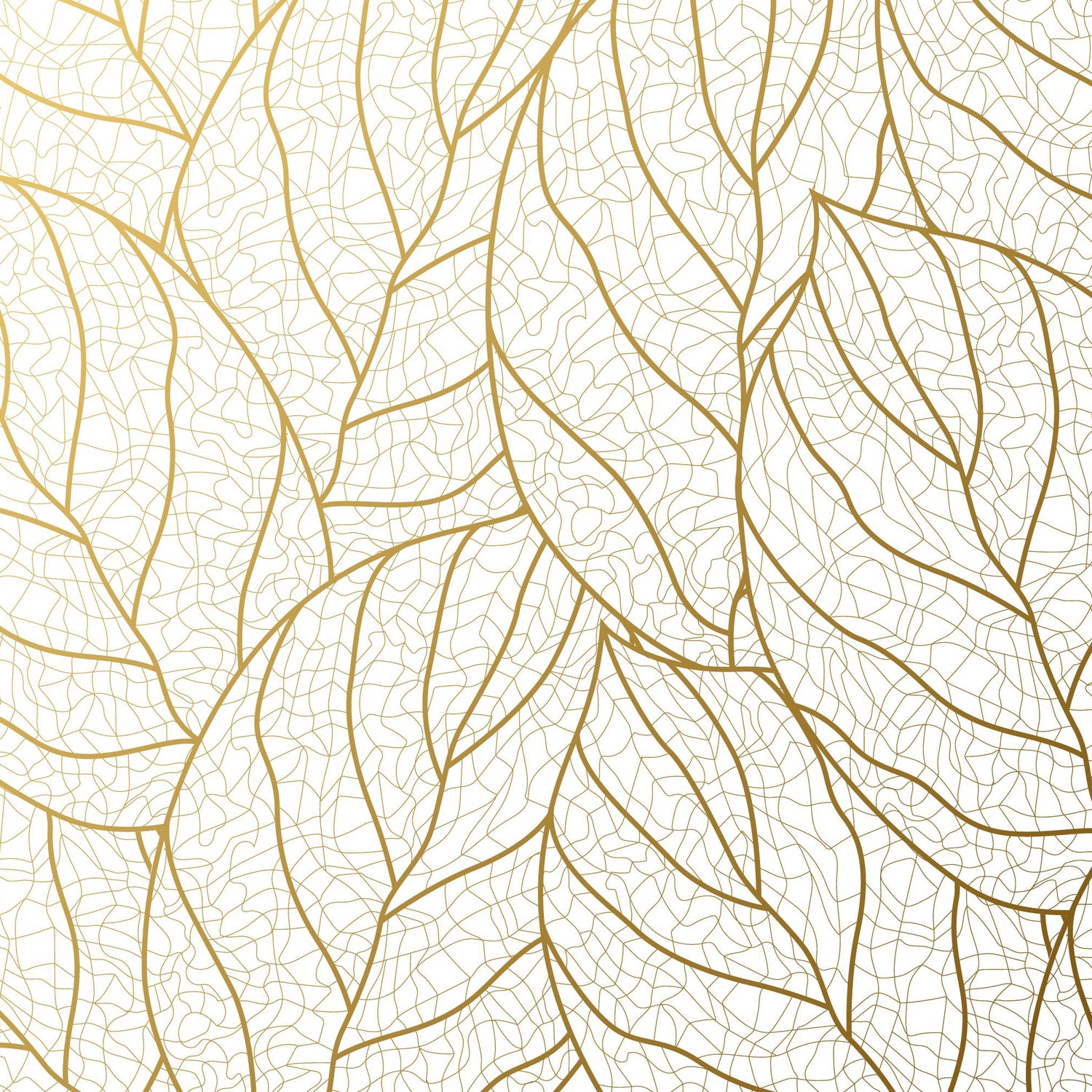 White & Gold Leaf Vein Wallpaper | Elegant Botanical Peel & Stick Wallpaper for living room